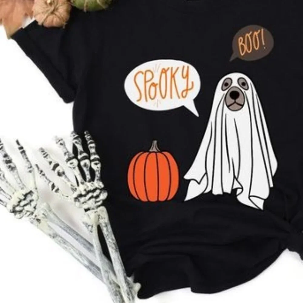 Сute Ghost Dog TShirt, Ghost Dog Tee, Dog Lovers Shirt, Halloween Shirt - Picture 1 of 3